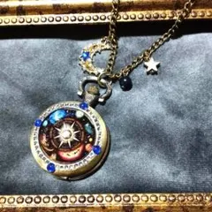 【1点物】ファンタジー 魔法使いの航海懐中時計ネックレス ～星屑の羅針盤 太陽系