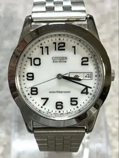 CITIZEN Eco-Drive デイデイト 腕時計 白文字盤 動作未確認