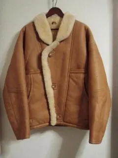 80S 90S 羊革 リアル ムートン XL ジャケット ボア ライダース 茶