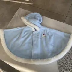 familiar フリースポンチョ 60-80cm 水色