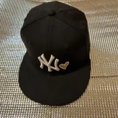 NYロゴ刺繍キャップ 黒　ハートコラボ　ニューエラ　キッズ用