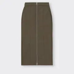 裏フリースフロントジップスカート XS ブラウン　ナロースカート タイトスカート