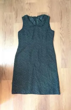 ★15号★ドット柄　ノースリーブワンピース黒白　大きいサイズLL  水玉