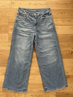 American Eagle ハイウエスト ワイド デニムパンツ ショート　Lのサムネイル