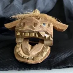 木製 獅子頭 郷土玩具 白木 縁起物 魔除け 獅子舞 木彫り 一刀彫
