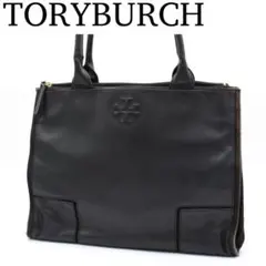 【良品】TORYBURCH ELLA トートバッグ レザー キャンバス ブラック