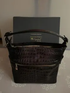 クロコダイル型押しレザー ハンドバッグ