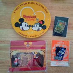 【非売品】ファンダフルディズニー　プレート、チャームセット3点&ピンバッジ2点
