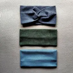 リブ編みヘアバンド3点セット