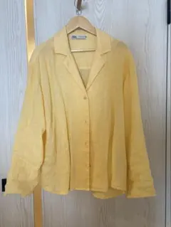 ZARA リネンブレンド 長袖シャツ イエローのサムネイル