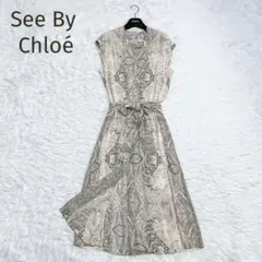 美品‼️シルク100% Chloe クロエ フランス製 花柄 ワンピース 総柄 