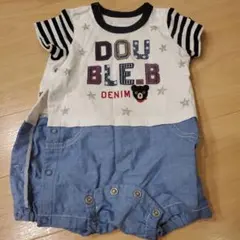 DOUBLE.B ストライプデニムロンパース 70 半袖