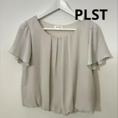 PLST プラステ　フロントタックブラウス 半袖 グレージュ　Sのサムネイル
