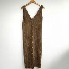 美品　ZARA ニットワンピース ロングワンピース ブラウン Mサイズのサムネイル