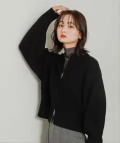 SENSE OF PLACE ブラックニット ジップアップ