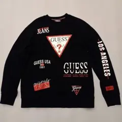 GUESS 美品! ヴィンテージ風ロゴスウェット ブラック サイズM