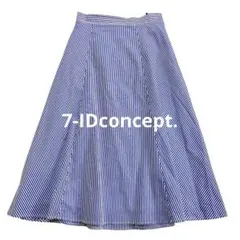 美品★ 7-IDconcept. ランダムストライプ フレアスカート （L）のサムネイル