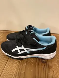ASICS スニーカー 23cm ブラック/ライトブルー