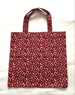 美品　リバティプリント トートバッグ 赤 花柄 コットン 軽量 日本製
