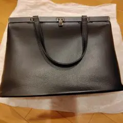 良品 印傳屋 トートバッグ A4 ネイビー レザー 花柄 ハンドバッグ 