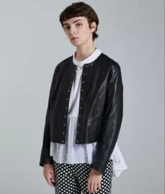 TOMORROWLAND ライトセミベジタブルレザー ノーカラージャケット