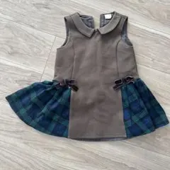 petit main ワンピース グレー チェック