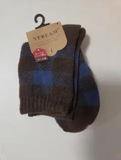 チェック柄ソックス ブラウン×ブルーのサムネイル
