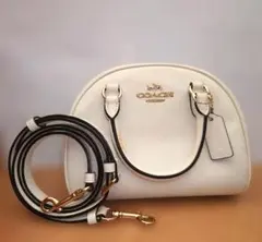 極美品 コーチ ハンドバッグ 2way シグネチャー サッチェル 白 30167 