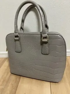 グレー 合成皮革　クロコ型押し ハンドバッグ