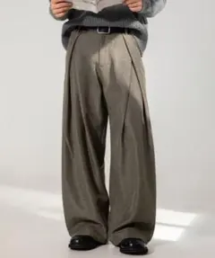 TOBEE クロス ダブルタックデザイン ワイドスラックス