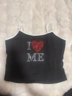 I LOVE ME ラインストーン キャミソール ブラック　シーン