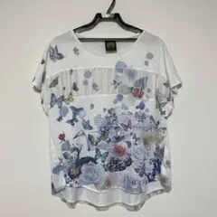 iS ScoLar トップス 半袖Tシャツ 花 蝶 鳥 うさぎ