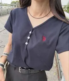 【U.S. POLO ASSN.】細見え接触冷感Vネックヘンリーリブカットソーのサムネイル