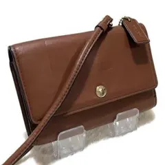 COACH コーチ　お財布ショルダー　ショルダーウォレット　レザー　ブラウン