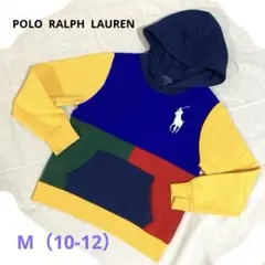 美品　ポロラルフローレン　ビックポニー　カラーブロック切替え　パーカー　刺繍
