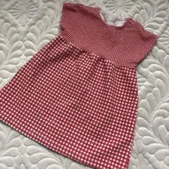美品ZARA ギンガムチェック 赤　半袖ワンピース 92cm