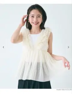 coca　チュールVネックトップス　ドット