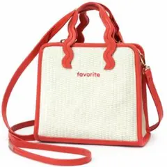 2WAY ミニバッグ 赤 ハンドバッグ ショルダー コンパクト