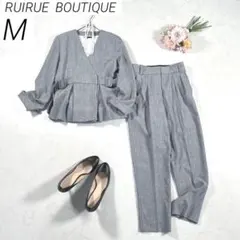 【洗える】　ルイルエブティック　パンツスーツ　セットアップ　サイドベルト　M