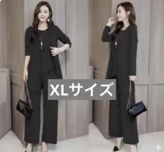 パンツスーツ 3点セット ブラック XL フォーマル セレモニー 卒業