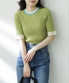 『WEB先行販売』バイカラーコンパクトセーター(5分袖)