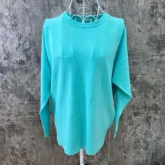 ✨GU✨ジーユー♡長袖ニット♡セーター♡クルーネック♡ゆったり♡ブルー系(L)