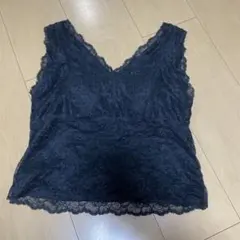 総レース Vネック タンクトップ ブラックのサムネイル