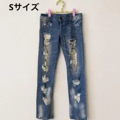 Vintage Luxury Y2Kローライズ ダメージデニムパンツ 破れ加工のサムネイル