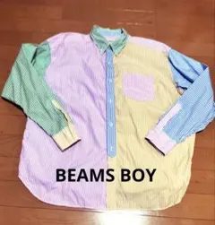 BEAMS BOY マルチカラークレイジーストライプボタンダウンシャツ