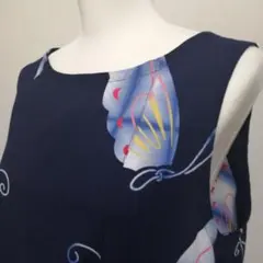 ③浴衣リメイク・Aラインロングワンピース．左右ポケット付き