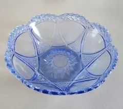 美品　切子ガラス　ボウル　直径17cm コバルトブルー カットクリスタルボウル 切子ブルークリスタルボウル - メルカリ