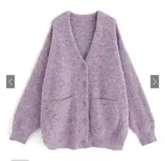 ウール混ミックスニットカーディガン[kz358] グレイル