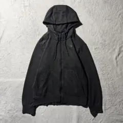 【Y8199】.adidas パーカー　フーディー　サイズL チャーコルグレー