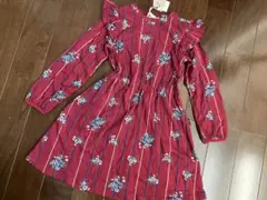 未使用 セラフ 花柄ストライプワンピース 130